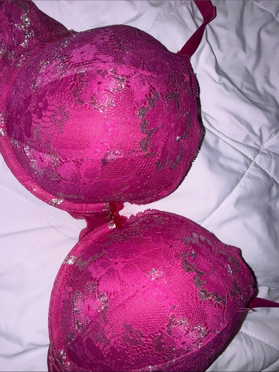 Victoria's Secret Other - Victoria’s Secret Pink and Silver Lace w/ Charm Perfect Shape Bra 36C